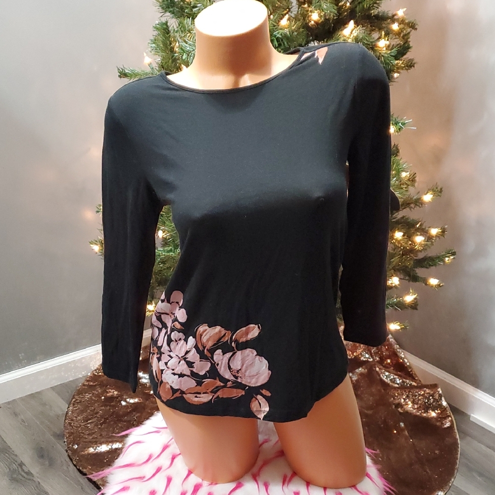 Daniel Rainn floral knotted back top blouse XS EUC